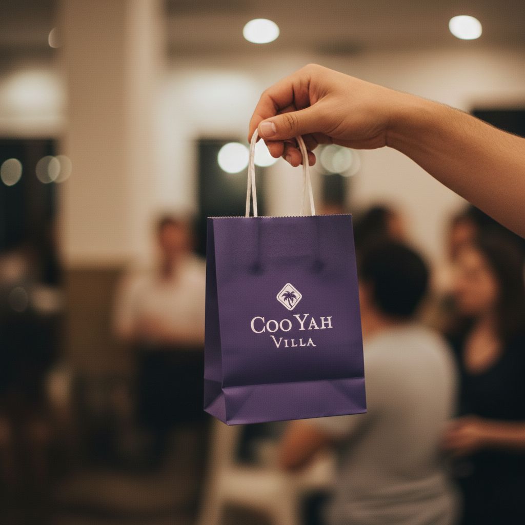 Kraft Bags printed in ink, shown in use