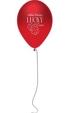 12-Inch Latex Balloons example: a red balloon printed "Lucky in Love"