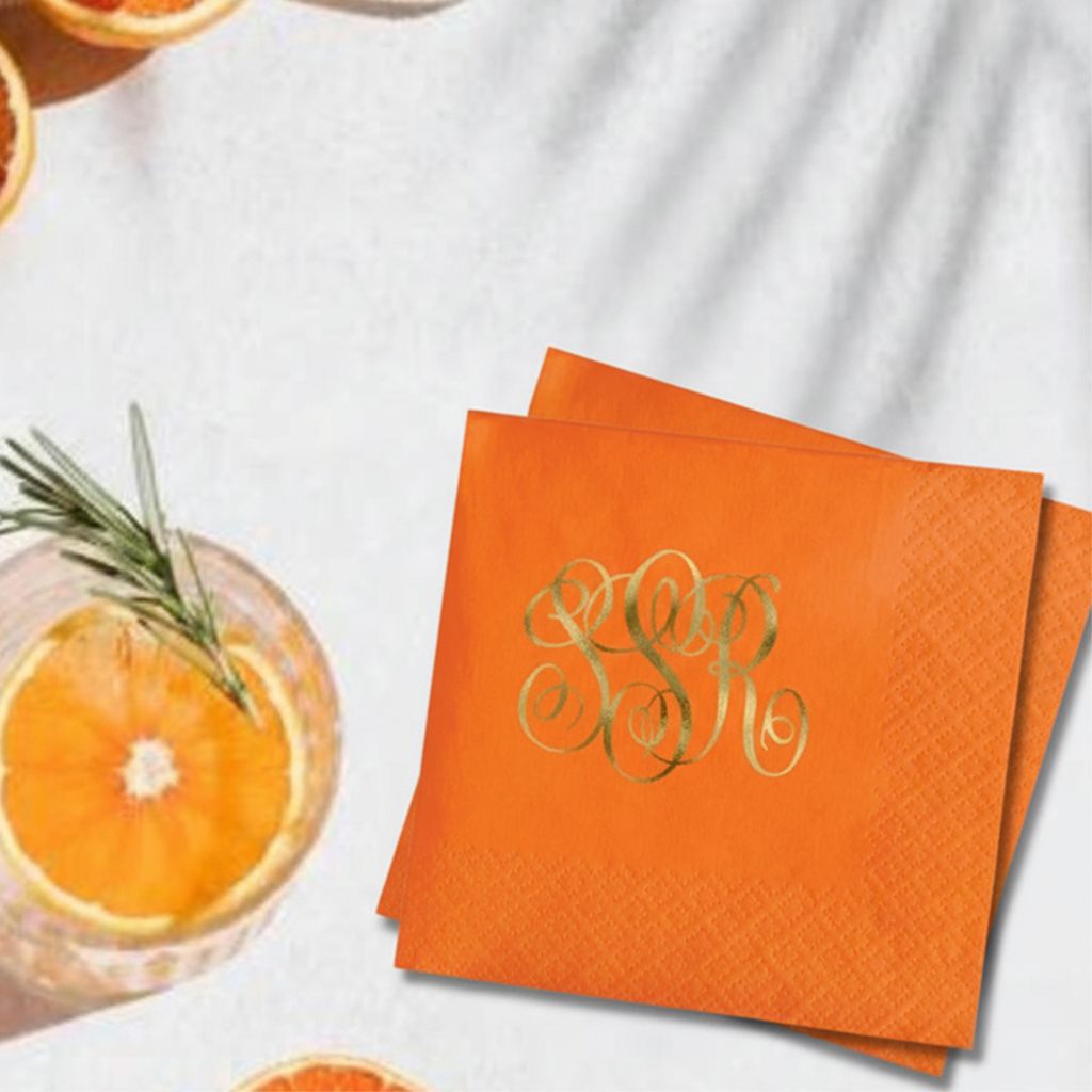 Everyday 3-Ply Napkins foil stamped, shown in use