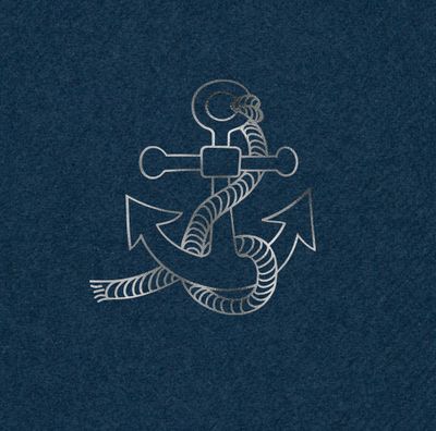 Linun Colors Napkins example: a navy napkin with a silver foil anchor