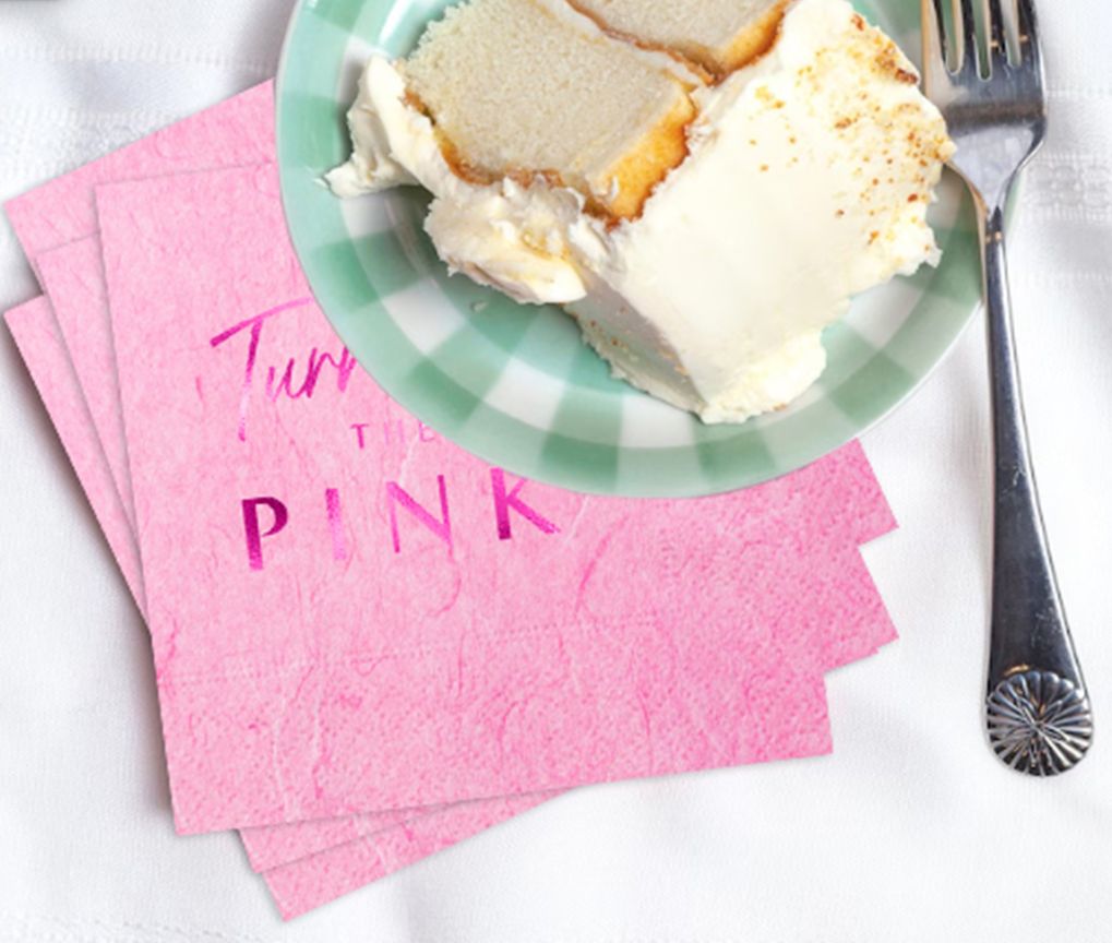 Marbleous Napkins foil stamped, shown in use