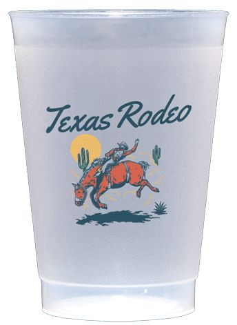Full-Color Frosted Shatterproof Cups example: a frosted cup with a full-color rodeo design