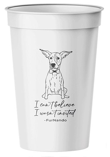 Souvenir Cups and Lids example: a white cup printed with a dog sketch